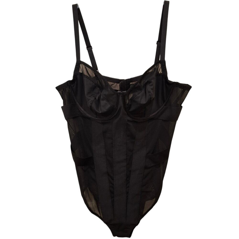 Torrid Bodysuit Black Mesh Strappy Underwire Lingerie Size 3X (22/24)